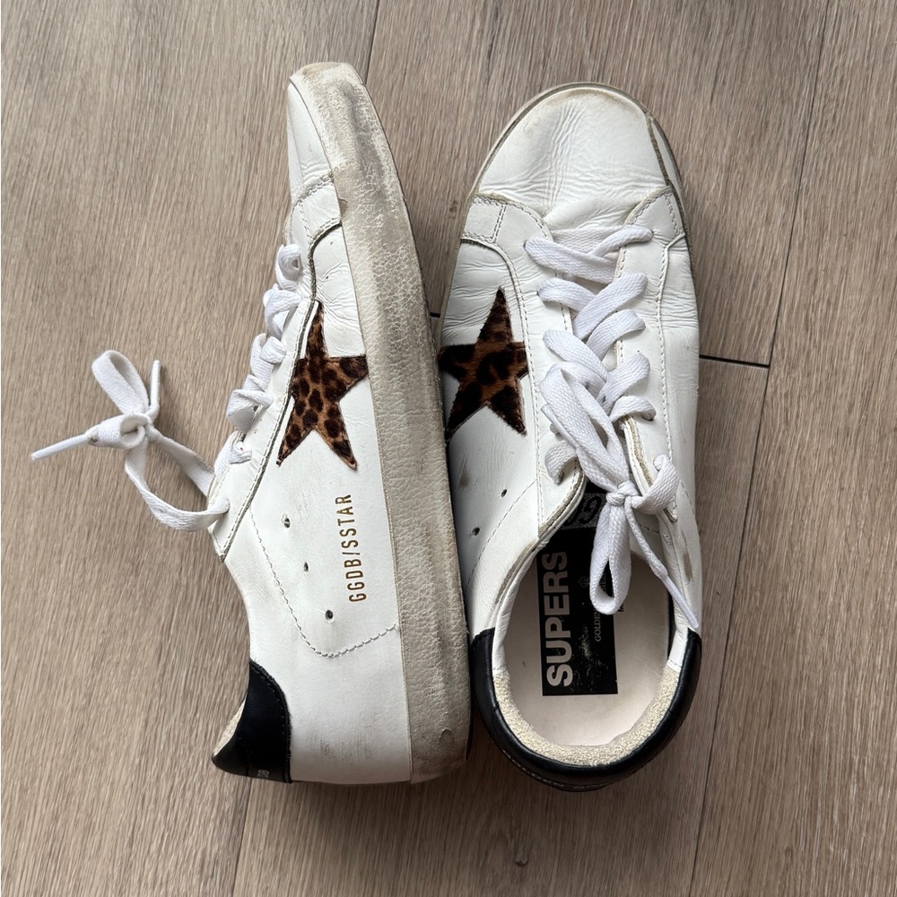 Golden Goose Leather Animal Print Sneakers Women's Size: IT 36
